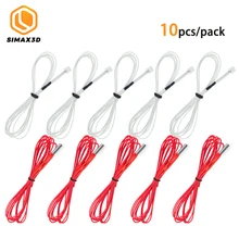 10 unidades/pacote hotend 24v 40w aquecedor vermelho cartucho extrusora aquecedor + 100k ntc 3950k termistor para ender 3 pro impressora 3d acessório