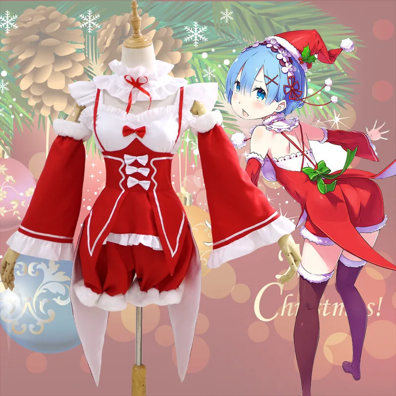 Японское аниме Re:Life in a other World Re:0 Ram Rem Рождественский наряд для косплея платье