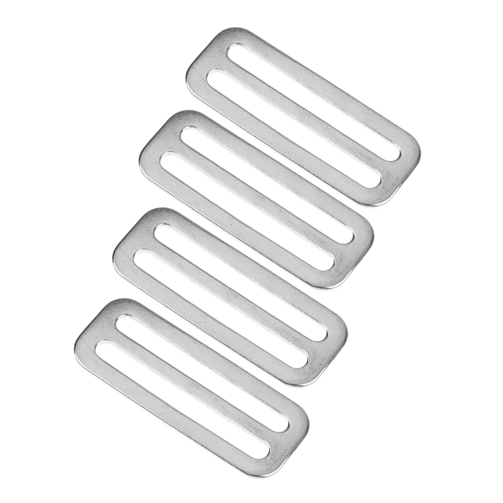 4pcs 316 Stainless Steel Slide Buckles Keeper For 50mm Dive Webbing/ Harness