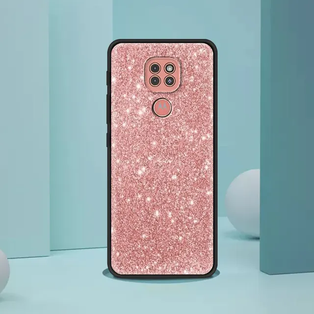 Black Case For Moto One Fusion G9 G8 Play Plus G10 Power G30 E6s One Hyper G Stylus Edge G60 G50 Gold Pink Rose Glitter Hearts B06