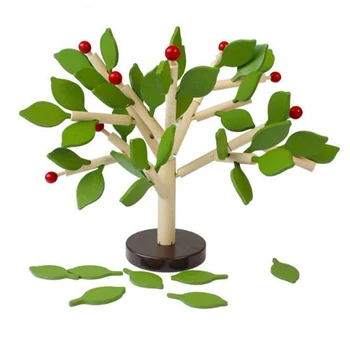 

Montessori Wooden Toys Assembly Tree Leaf Building Blocks Interactive Game Interconnecting Toy Kids DIY Learning Educational Toy