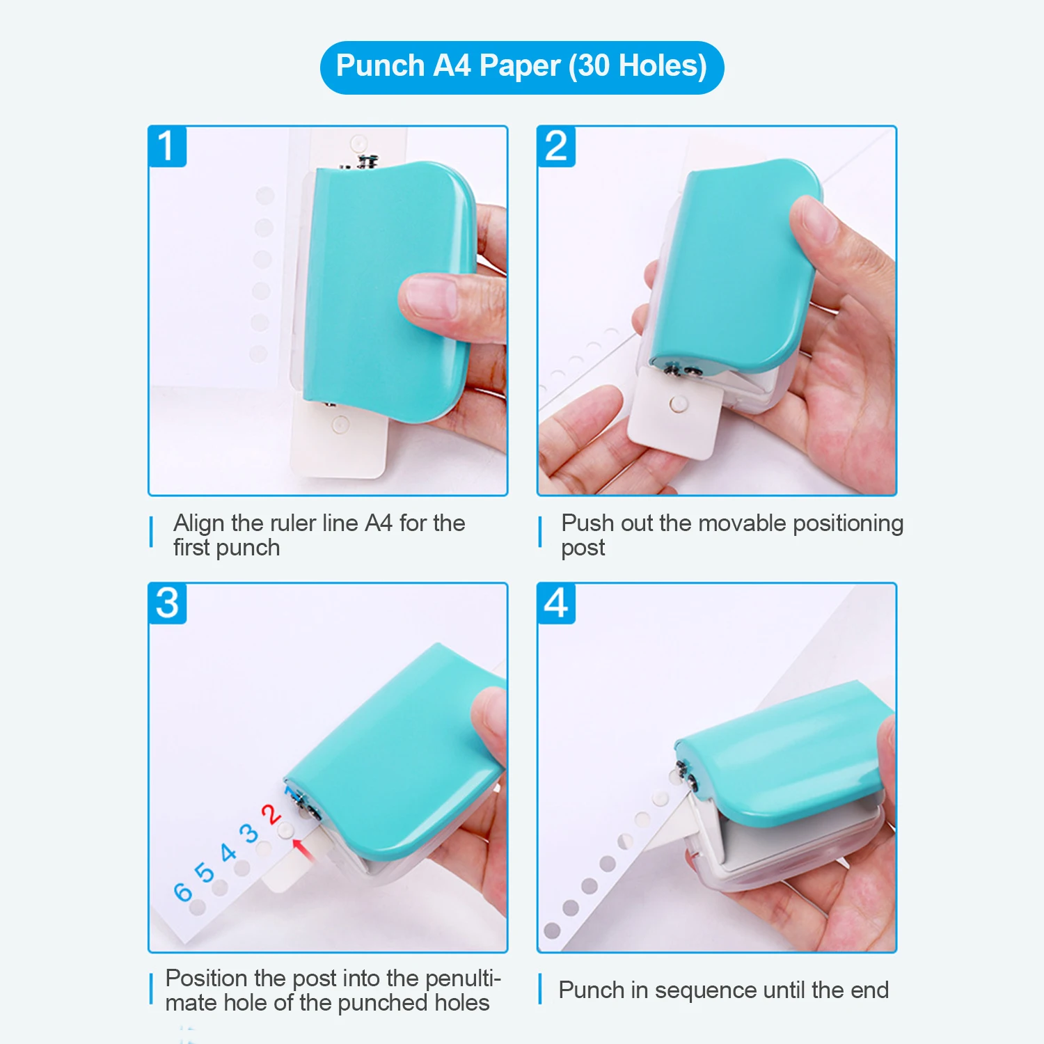 Cute 3/6/10-Hole Paper Punch DIY Portable Handheld Hole Punch