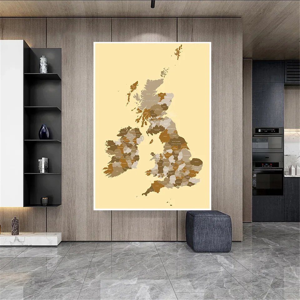 100*150 Cm Map of The United Kingdom Non-woven Canvas Painting Large Poster Card Wall Decor Home Decoration School Supplies