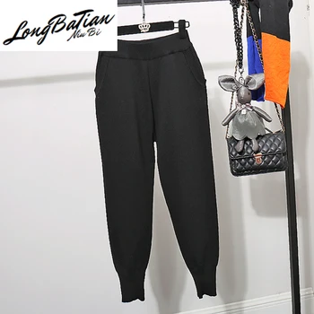 

Autumn Knitted Set Women Loose Beading Sweater Pants Ladies Tracksuits Long sleeve Knitting Pullover Trousers Outfits
