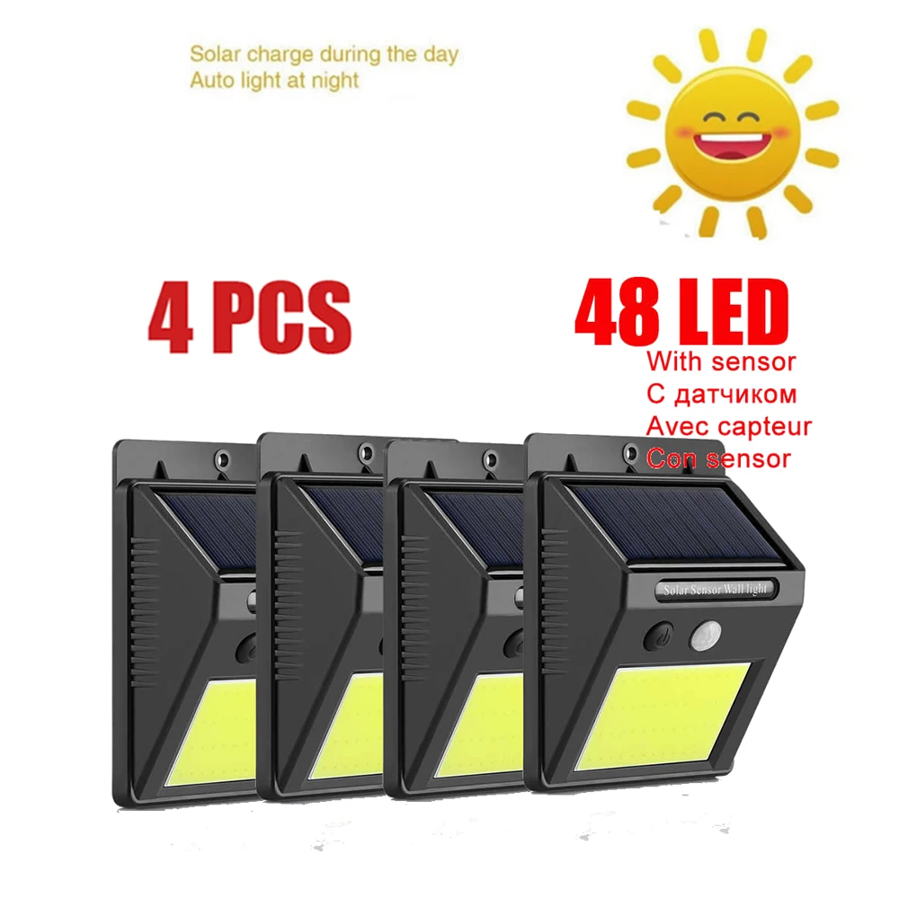 

1-4PCS Solar Light PIR Motion Sensor LED Outdoor Waterproof Energy Saving Street Yard Path Solar Power Garden Lamp Sunlight indo