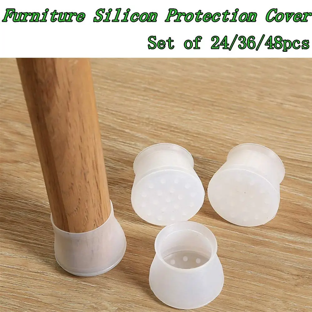 4PCS Furniture Silicon Protection Cover - Chair Leg Caps Silicone Floor Protector Anti-Slip Bottom Chair Pads - Without Marks