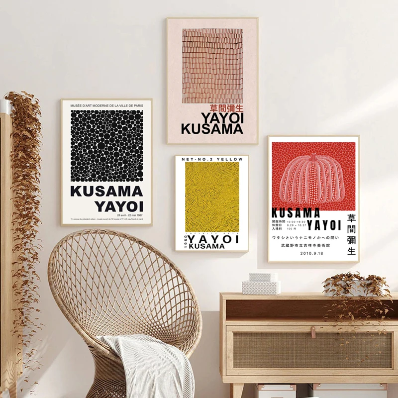 Yayoi-Kusama-Artwork-Exhibition-Posters-and-Prints-Gallery-Wall-Art-Pictures-Museum-Canvas-Painting-for-Living (3)