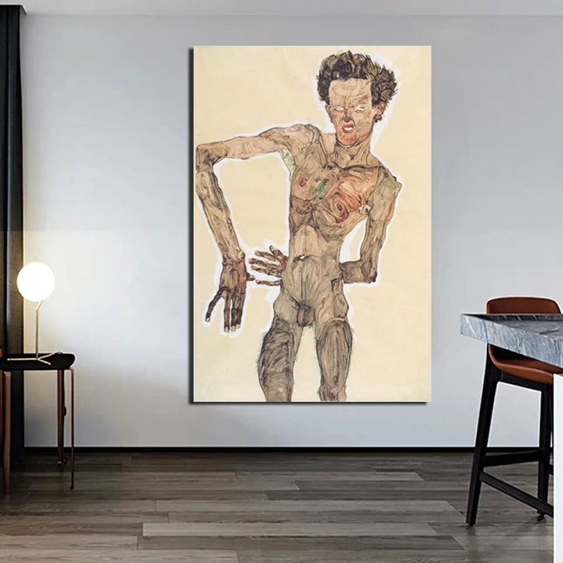 Egon Schiele Автопортрет настенная живопись на холсте плакаты принты современная