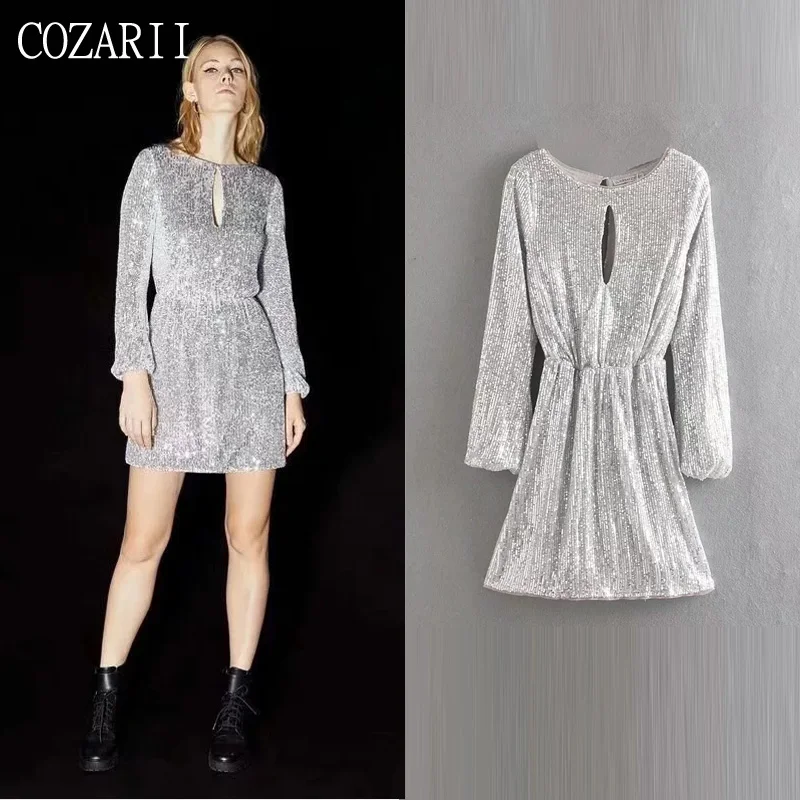 

COZARII 2019 summer dress women vestidos casual style solid O-Neck full sleeve mini vestidos de fiesta party dress tops