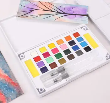 

12/18/24/36 Colors Portable Water Color Paints With Painting Brush Pens Solid Pigment Watercolor Drawing Art Supplies For Kids