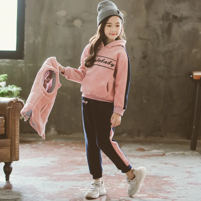 

Girls Winter Set 2018 New Style Fashion Childrenswear Western Style Fashionable Gold Velvet Thick Big Boy Three-piece Set-