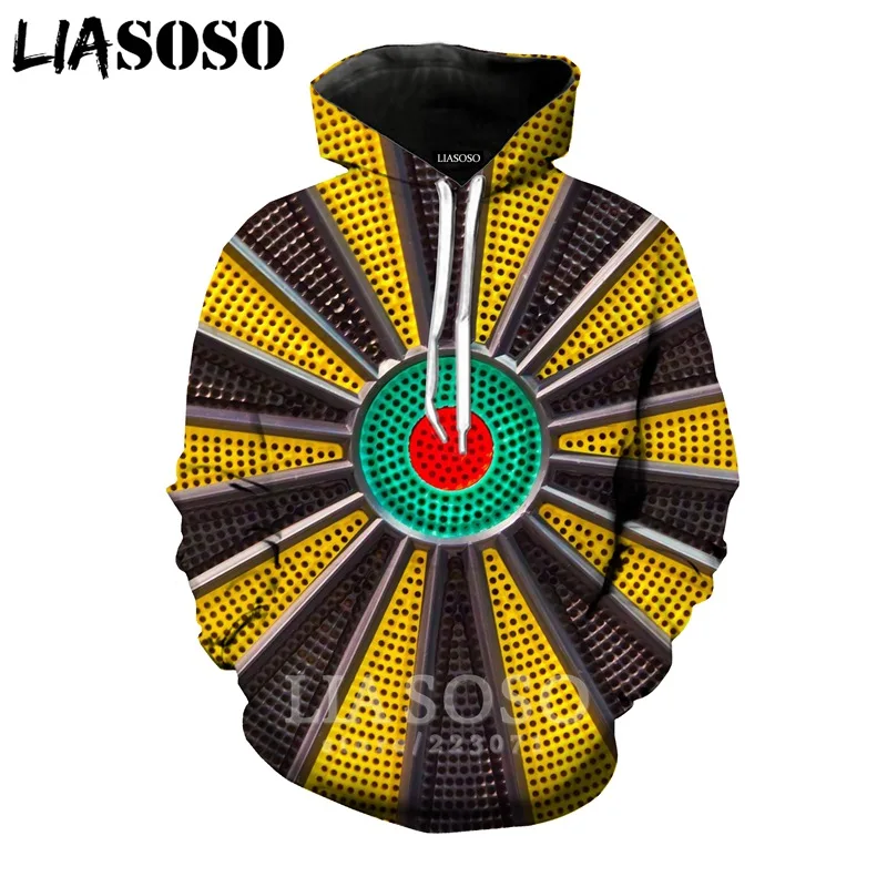 LIASOSO Новые мужские и женские круглые фуфайка 3D печать игровые дротики футболка