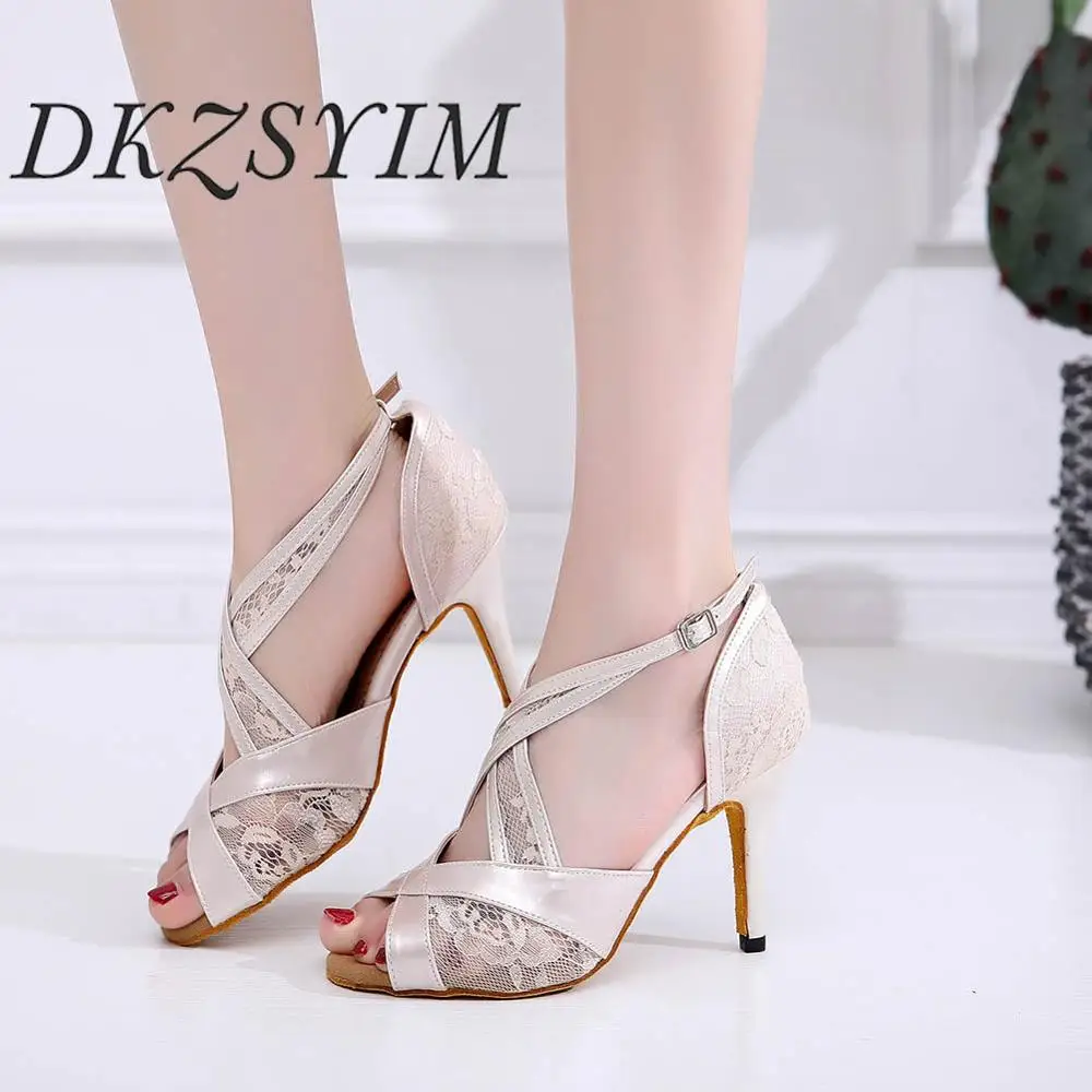 DKZSYIM/Женская обувь для латинских танцев Искусственная кожа + кружево Сетчатая