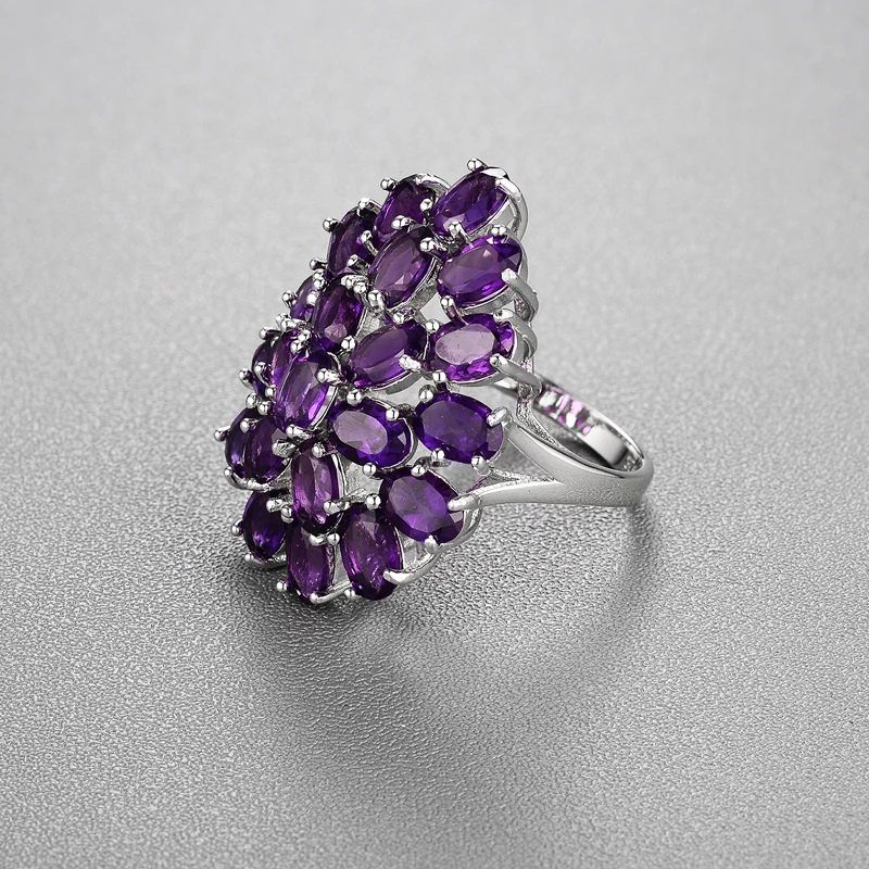 Natural African amethyst jewelry set water drop design 925 sterling silver ring and earrings fine jewelry for women party wear