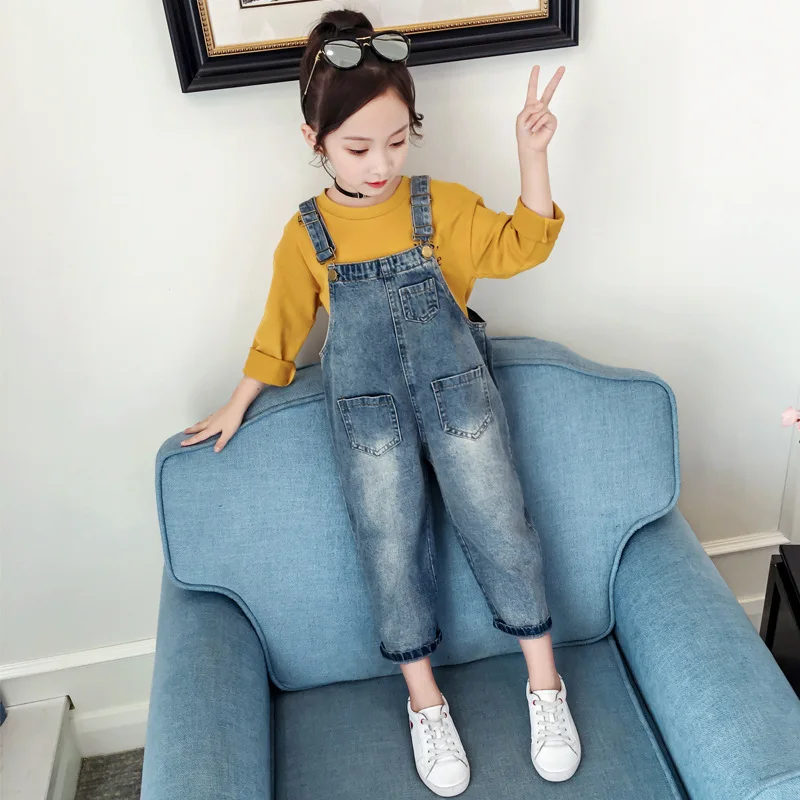 

Girls Cowboy Suspender Pants Set Autumn Clothing 2020 New Style Children Little Girl Clothes Western Style Long Sleeve Two-Piece
