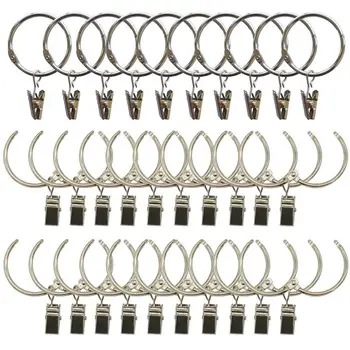 

30 Pack Curtain Clips with Rings Metal Rustproof Drapery Rod Rings Hooks with Strong Clip Easy Open and Close 1.5 inch Interior