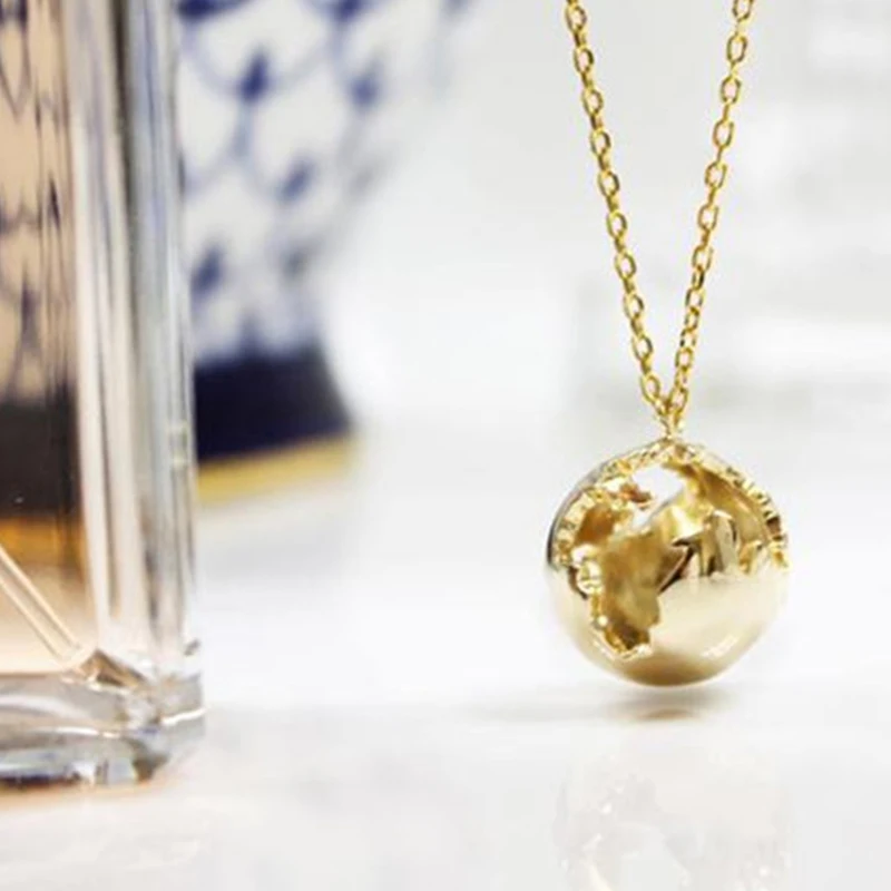3D нашей планеты ожерелье с подвеской для женщин в стиле Collares Planet Gold мир