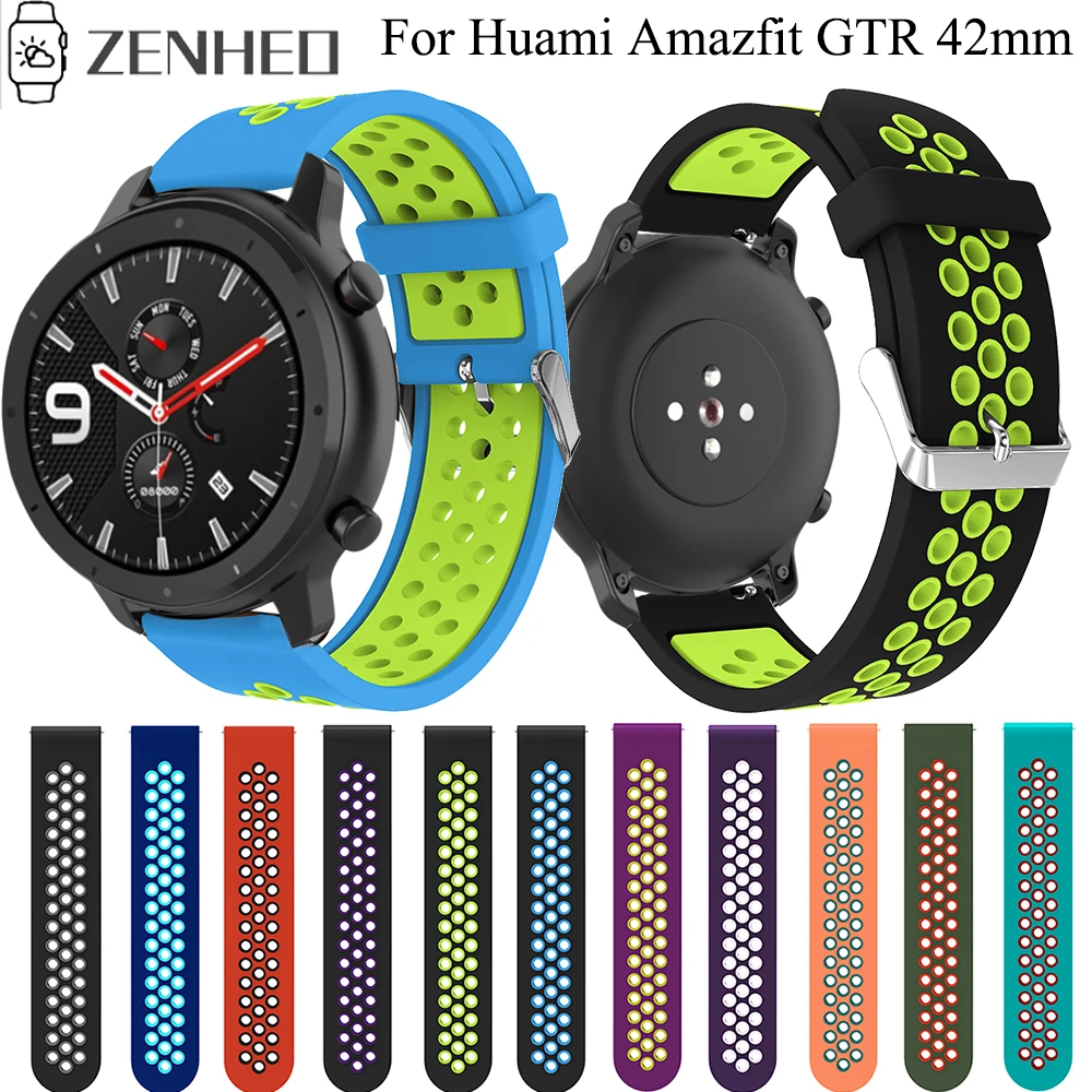 Ремешок силиконовый для Xiaomi Huami Amazfit GTR 42 мм сменный Браслет наручных часов Bip BIT Lite