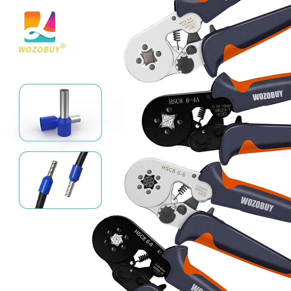 

HSC8 6-4A/6-6 Crimping Pliers & Terminals Set Tube Bootlace VE&TE Terminals Hand Tools Electrician Crimper 0.06-10mm2 28-7AWG