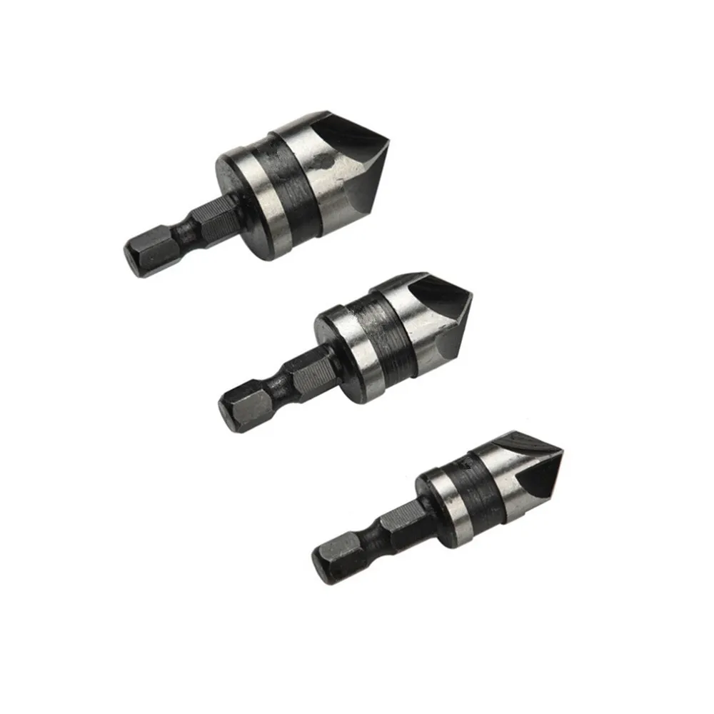 3 개/대 5 플루트 카운터 싱크 드릴 비트 HSS 82 도 포인트 각도 모따기 모따기 커터 1/4 전동 공구 용 라운드 생크