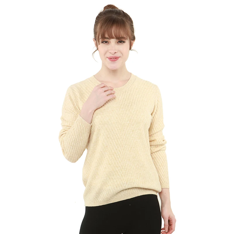 Beige LONGMING мериносовая шерсть зимняя одежда кашемировый свитер женский пуловер тонкий круглый вырез вязаный свитер джемпер - Цвет: Beige