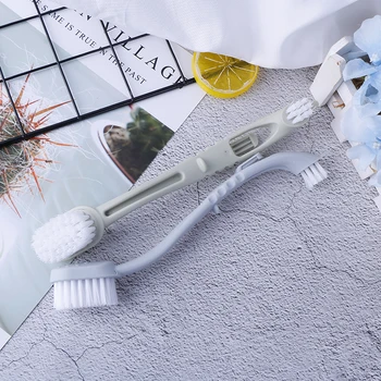 

Double Head Shoe Brush Long Plastic Handle Shoes Wash Brush Cleaner Brushes For Shoe Care Kit 2colors