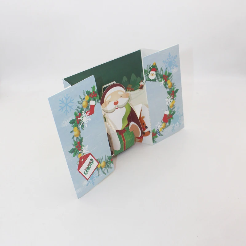  3D Handmade Xmas Rattan Circle Santa Claus Paper Invitation Greeting Cards PostCard Merry Christmas - 4.00031E+12