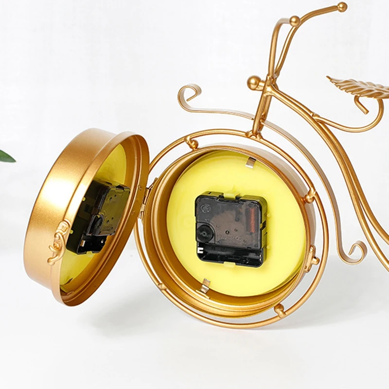 Золотые трехколесные настольные часы классические не тикающие бесшумные ретро декоративные велосипедные часы для гостиной Кабинета кафе-абукс