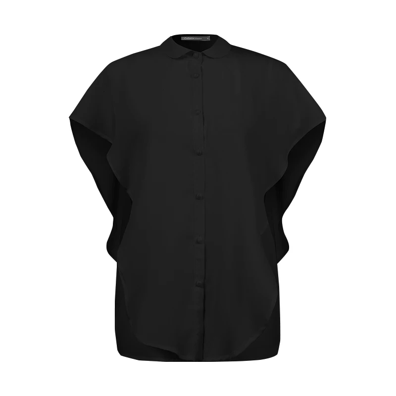 Celmia Plus Size Ruffles Shirts Elegant Women White Chiffon Blouse Summer Short Sleeve Office Tops Buttons Casual Loose Blusas 7