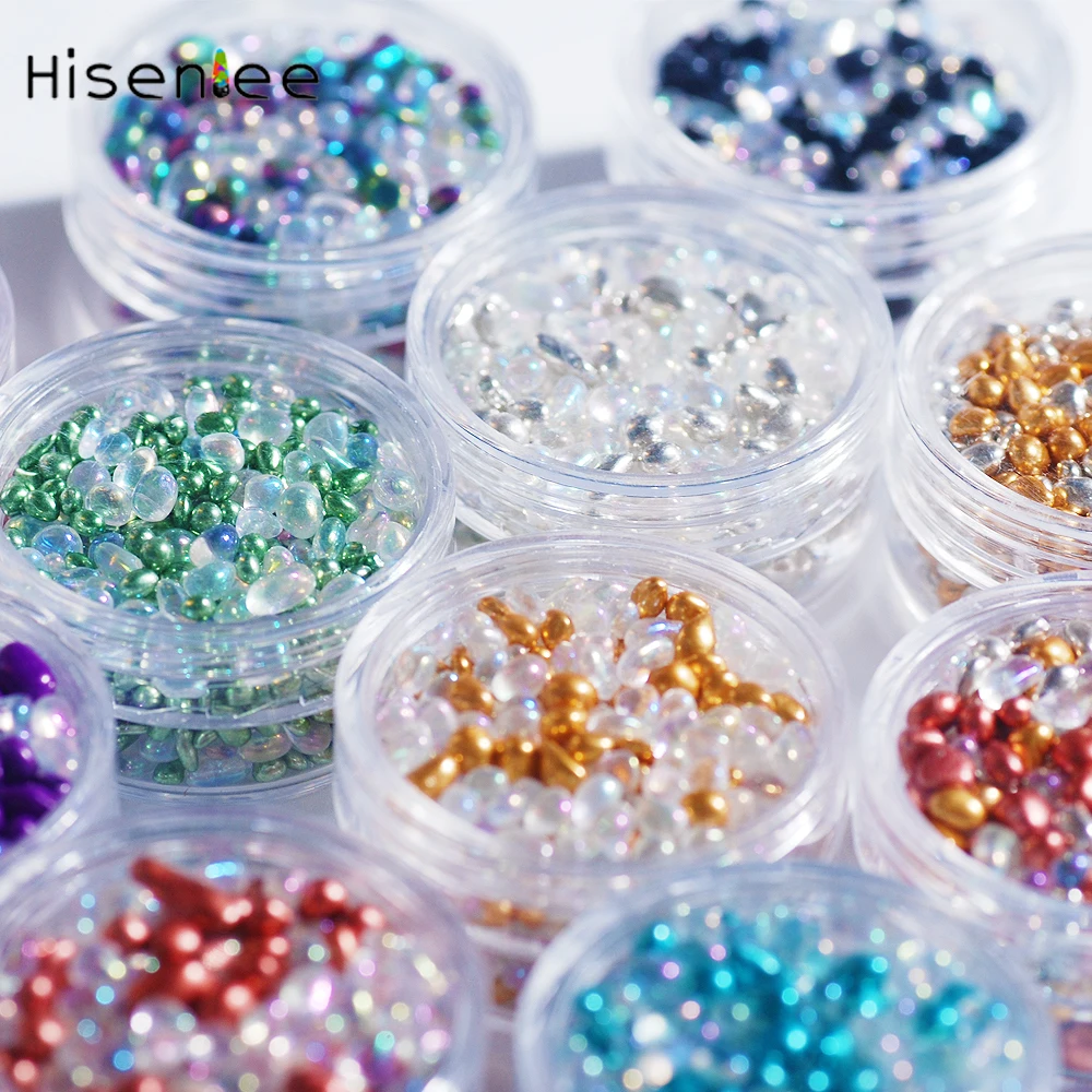 11 Boxes of Mixed Color Irregular Shape Mini Cobblestone Glass Rhinestone DIY Nail Supplies Decorative Accessories