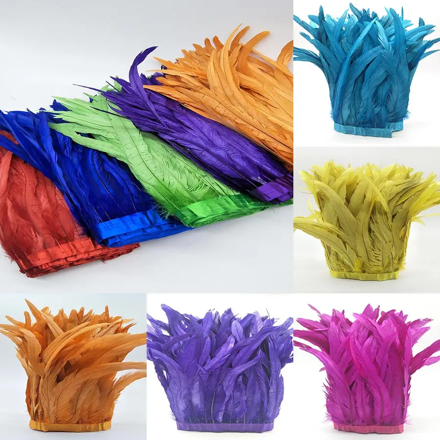 10Yards Rooster Tail Feather Trim Width 10-12 inches/25-30cm Craft tail Feather Fringe Trim Plume Ribbon