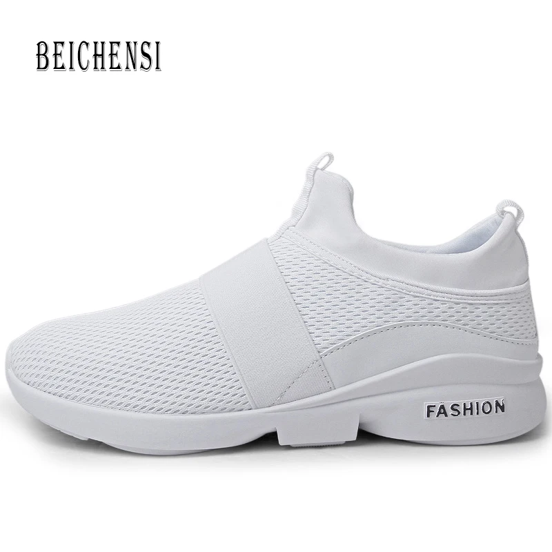 White Мужские легкие дышащие кроссовки уличные сетчатые Flyknit беговые удобные повседневные туфли больших размеров 39-46 Sapatos De Mujer - Цвет: White