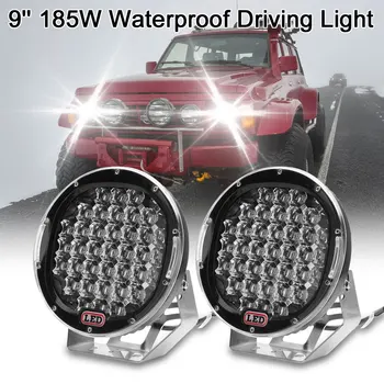 

185W Off Road LED Work Light Bar 9" Round 3D Spotlight For Car offroad Truck Tractor ATV SUV Driving Fog Lamp