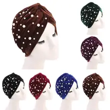 Индийская мусульманская женская бархатная раковая шапка после химиотерапии, шапка, шарф для выпадения волос, тюрбан, головной убор, шапка, бусы, шапочки, головной платок, мода