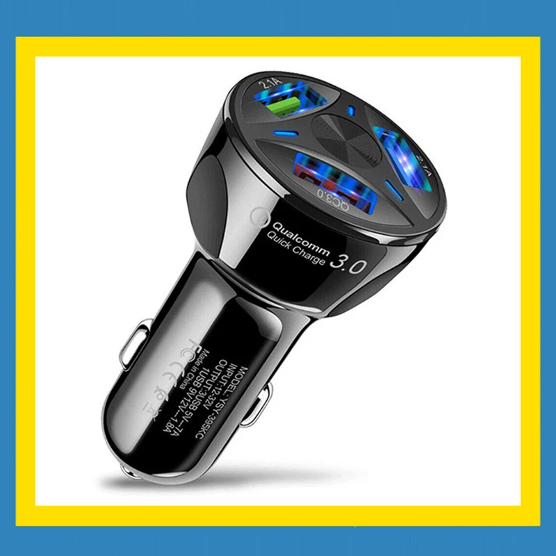 3 порта Переходник USB для зарядки в машине светодиодный дисплей 3,0 Быстрая зарядка для IOS Android PR