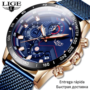 

LIGE Fashion Dress Mens Watches Luxury WristWatch Quartz Clock Black Watch Men 30mWaterproof Sport Chronograph Relogio Masculino