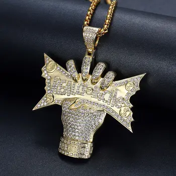 

US Dollars Pendant Creative Rock Men Necklace REALLY RICHE Statement Necklace Zircon Fashion Pendants
