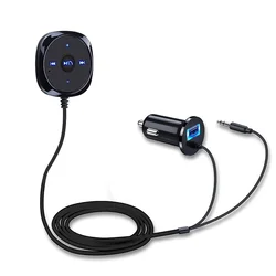 Kit de receptor de Audio inalámbrico para coche, dispositivo con Bluetooth para llamadas con manos libres, compatible con AUX, Streaming de música, Cargador USB, electrónica automática