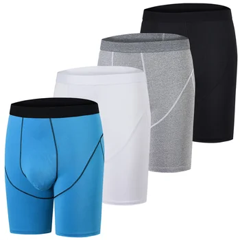 

Helisopus Elastic Men Underwear Polyester Long Leg High Waisted Boxers Comfortable Breathable Sports Fitness Solid Underpants