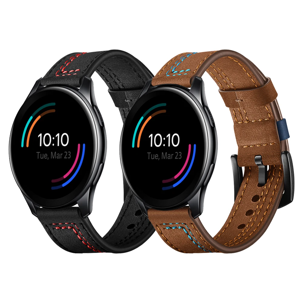 UEBN 22mm Stitching Wrist Strap Leather Band For Oneplus Watch