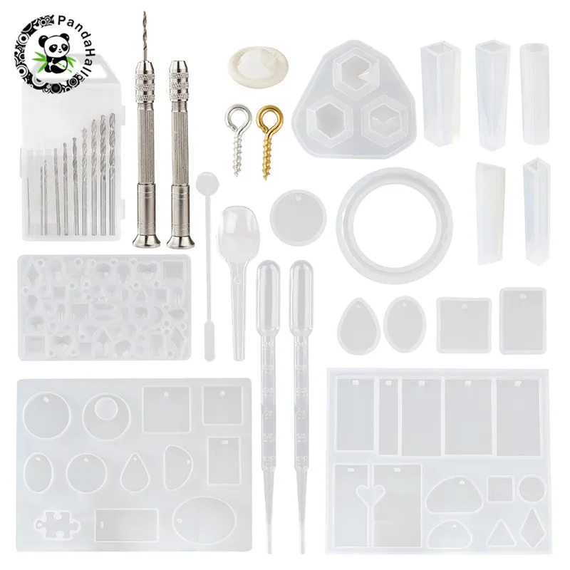 10-72x11.5mm Pandahall 1 Набор DIY силиконовые формы с 304 пинцетом из нержавеющей стали/Железной Винтовой прищепкой для изготовления ювелирных изделий белого цвета 2 размера - Цвет: 10-72x11.5mm
