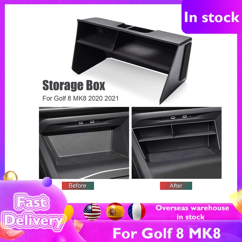 Car Center Console Storage Box Tray Divider Organizer Box Container Holder For Golf 8 MK8 2020 2021 Car Interior Accessories