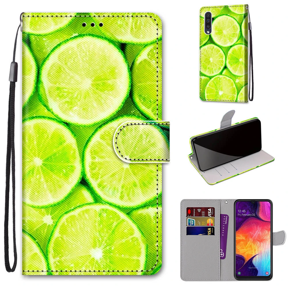 Painted Leather Flip Phone Case For Samsung A10 A20 A20S A20E A30 A30S A40 A50 A50S A70 A70S Wallet Card Holder Stand Book Cover phone case,leather phone case,leather wallet case,leather case