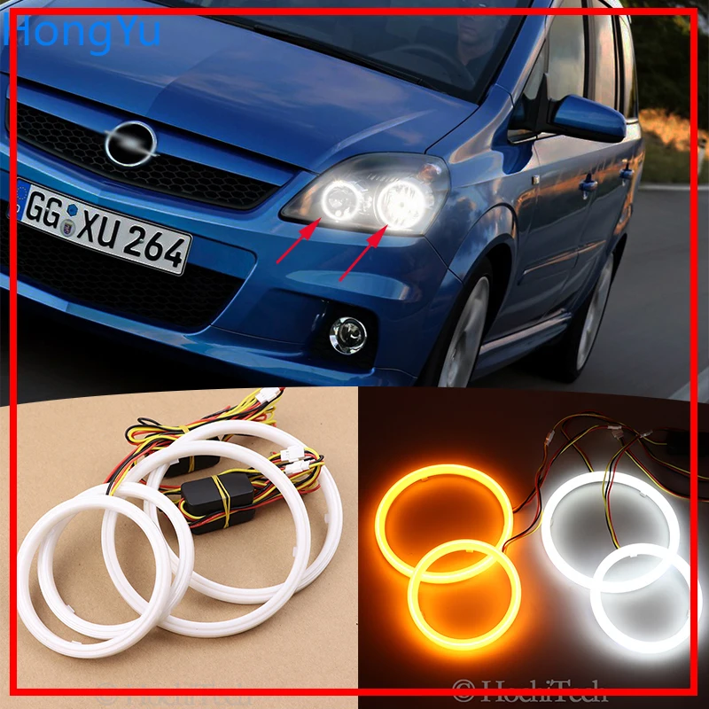 Cotton Switchback LED White Amber Angel Eye Halo Rings DRL turn signal light for Opel Zafira B 2005-2014 | Автомобили и мотоциклы