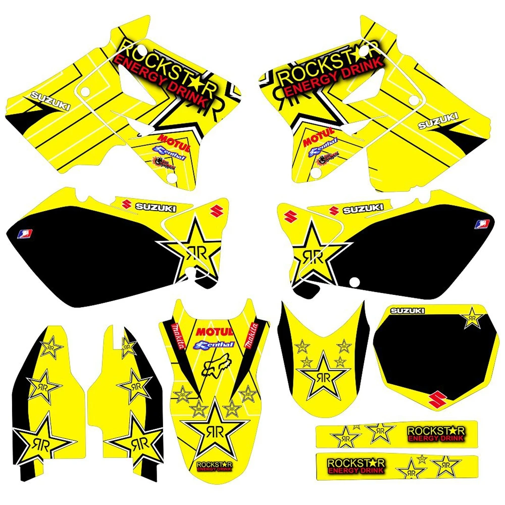 

For Suzuki RM125 RM250 2001-2008 New Full Graphics Decals Stickers Custom Number Name 3M Matte Stickers Waterproof