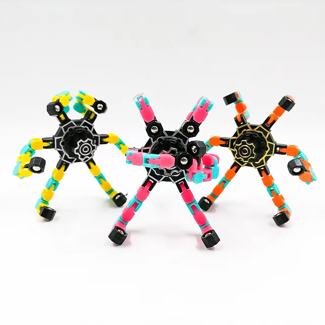 Mechanical Fingertip Gyro Rotation DIY Decompression Stress Elimination Deformation Chain Children's Creative Puzzle Robot Toy 1