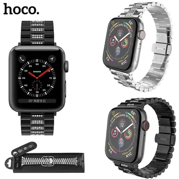 

Original HOCO Watchband For Apple Watch Strap Band 38mm 40mm 42mm 44mm Crystal Stainless Steel Metal Band For iWatch 1/2/3/4/5