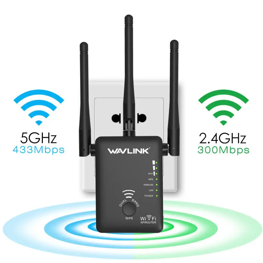 AC750 wifi repeater Wavlink wifi повторитель 5 ГГц 750/1200 Мбит/с беспроводной маршрутизатор двухдиапазонный 2,4 ГГц точка доступа длинный усилитель сигнала Wi-Fi расширитель диапазона - Цвет: AC750 wifi repeater