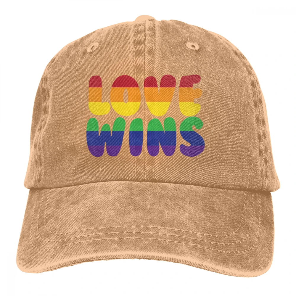 Love Wins Casquette, Натуральная мужская и женская джинсовая бейсболка, регулируемая бейсболка для гольфа
