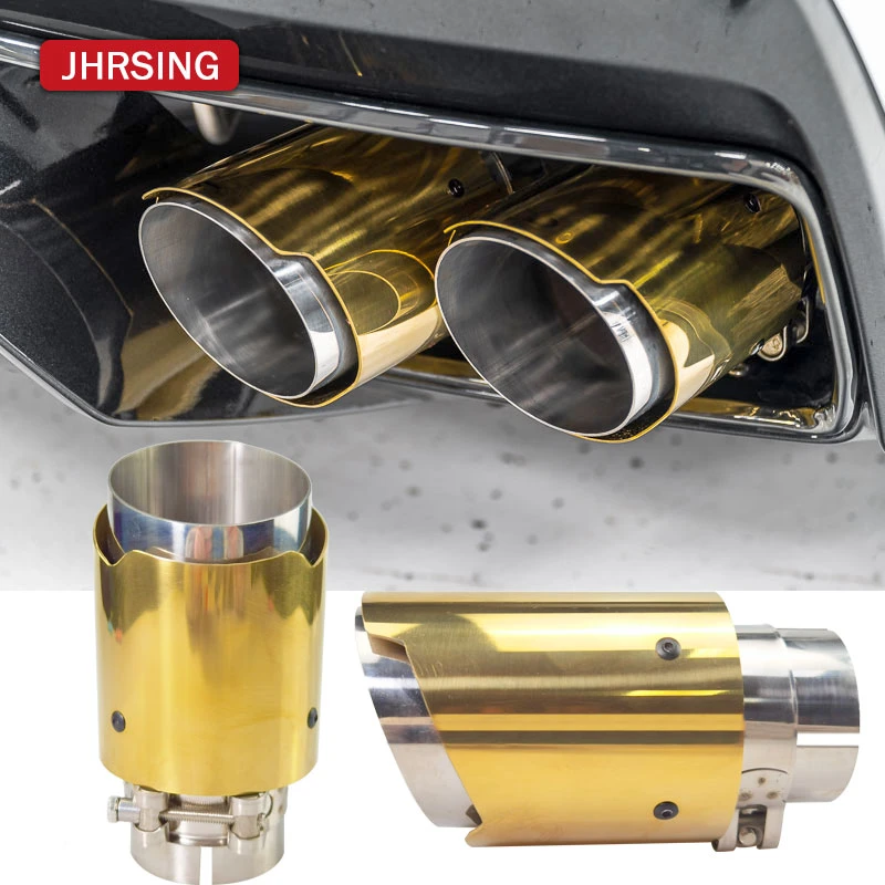 1 pcs gold plate stainless exhaust pipe for car accessories modify universal muffler pipe tail